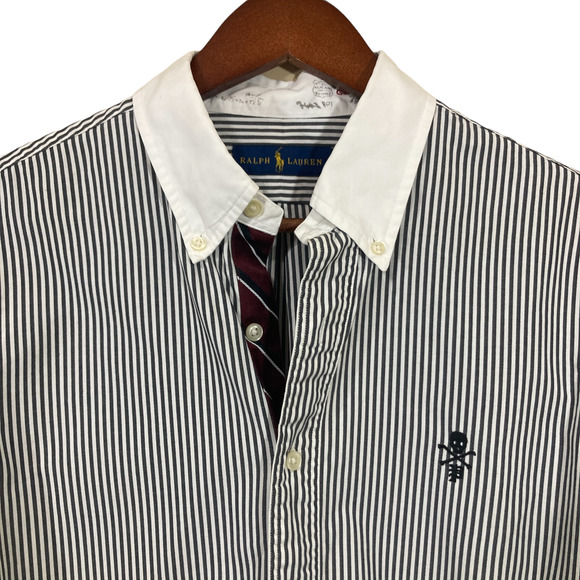 Ralph Lauren Other - Ralph Lauren Hand Sewn Holes Skull Logo Button Down Shirt Size M RARE